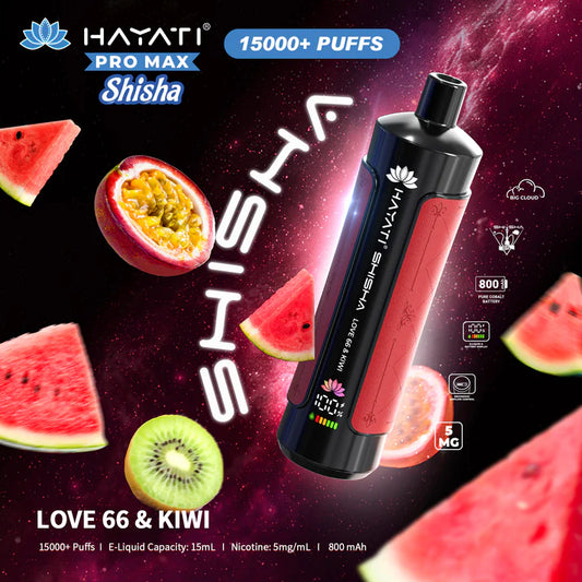 Hayati Shisha 15000 - Love 66 & Kiwi