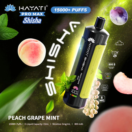 Hayati Shisha 15000 - Peach Grape Mint