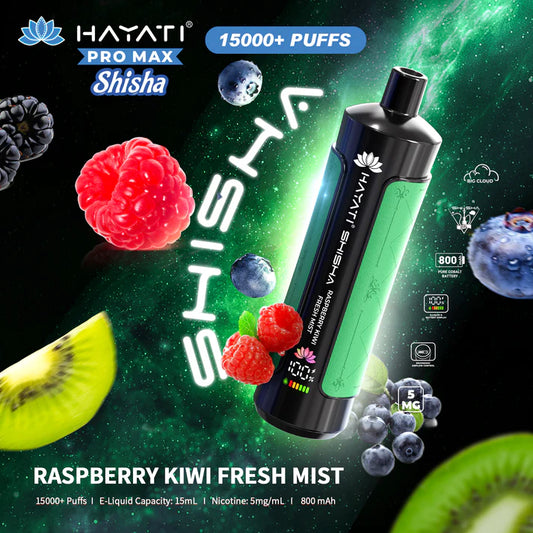 Hayati Shisha 15000 - Raspberry Kiwi Fresh Mist