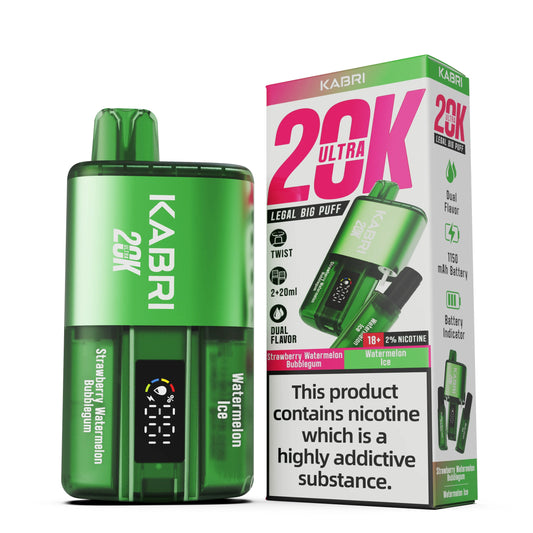 Buy Kabri 20k Ultra Vape - Watermelon Ice/Strawberry Watermelon Bubblegum - Crystal Bling Vape